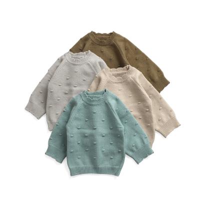 China New children's anti-shrink solid color blouse, European girls and American round neck woolen style long-sleeved sweater for sale