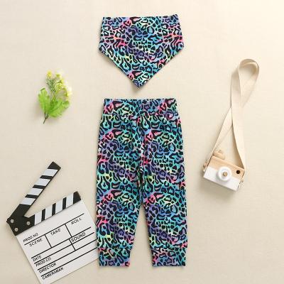 China 2021 European casual and comfortable and breathable girl two-piece suit American clothing leopard print pants suit for sale