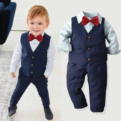 China Warm and Comfy Boy's Dress Suit Baby Children's Gentleman's Vest Shirt Pants British Style Four-Piece Sets for sale