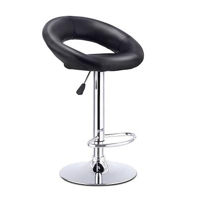 China Modern PU Bar Stool Crescent Shaped Backrest Bar Chair Leather Adjustable Stool for sale