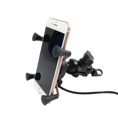 China Sale Adjustable Top X-Handle Guaranteed Quality 5V/2A Usb Charger Motorcycle Mobile Phone Holder Stand for sale