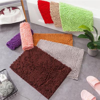 China Sustainable Nordic Luxury Microfiber 50*80c Non-slip Anti-slip Bathroom Cover Chenille Bath Floor Mats Green Thin Absorbent Bath Floor Mats for sale