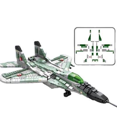 China DIY TOY Military Series MIG-29 fighter building block 3D fighter aircraft model stealth aircraft toys bricks for kids Christmas gift for sale