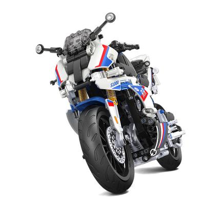 China Building Toy SJY-7054 Science and Technology Series Track Motorcycle Model Small Partial Block Innovative Children's Toys for sale