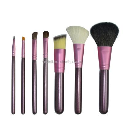 China Angular Blush Customized Logo 7pcs Makeup Brushes Cosmetic Goat Hair Set Brush With Barrel Blusher Base Concealer Eyeshadow Brush for sale