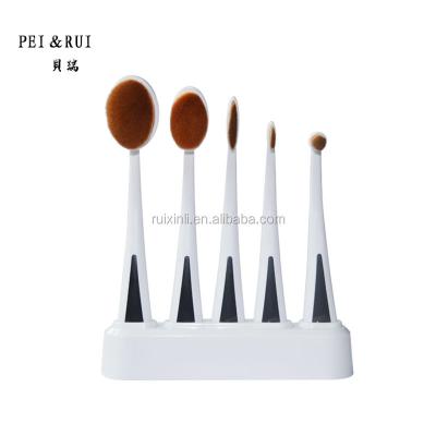 China New Arrival 5pcs Professional Makeup Brush Stain Brush Oval Sweeps Portable 5pcs Makeup Brush Set With Base for sale