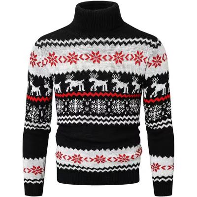 China 2022 Anti-wrinkle fashion vintage color men wool thick sweaters cotton yarn warm jacquard knit winter new long sleeve design for man for sale