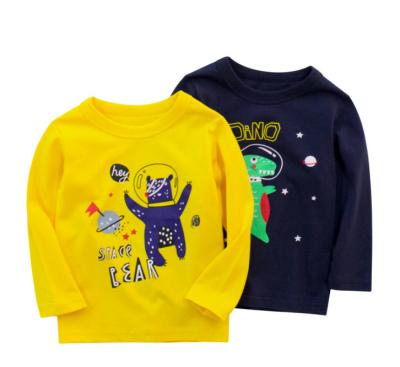 China 2022 Wholesale Anti-Shrink Kids Boys Cotton Long Sleeve T-shirt Fabric Boys Comfortable Soft Shirt for sale