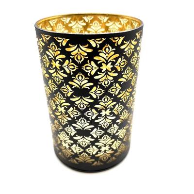 China Retro European Decorative Embossed Glass Candle Holders Led Lighted Christmas Decoration for sale