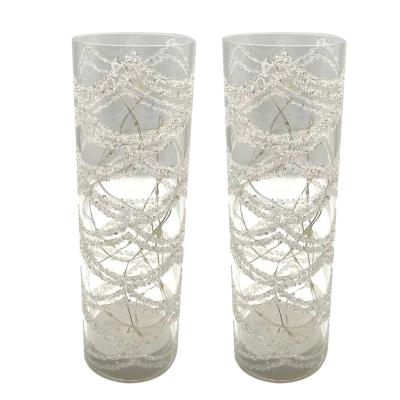 China Hand Blown Glass Cylinder Ornament Christmas Table Light Luxury Led Indoor Decoration for sale