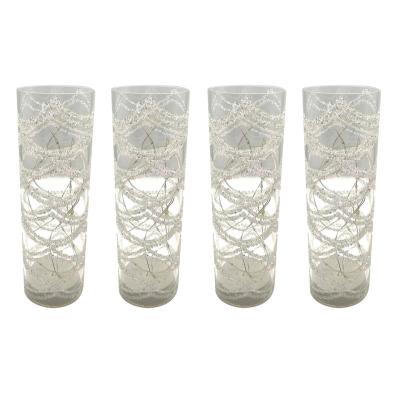 China Light Luxury 8*25cm Clear Christmas Decor Glass Cylinders With Led Lights For Christmas for sale