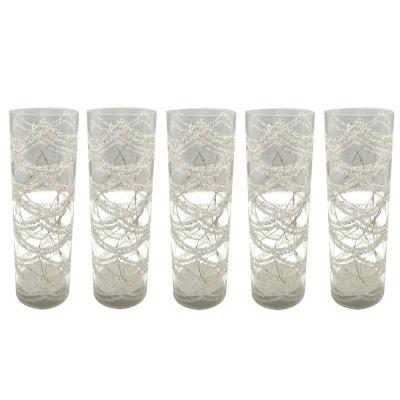 China Light Luxury Transparent Christmas Decoration Diamond Strip Glass Cylinders With Led Light for sale