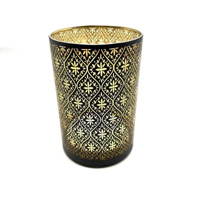 China INS Creative Black Cylinder Retro Glass Candle Holder For Christmas Decoration for sale