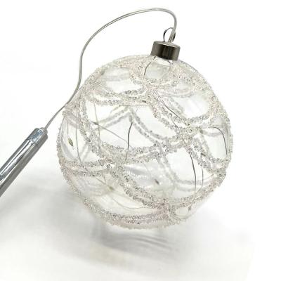 China Top Sale 15cm Designed Transparent Glass Christmas Balls For Christmas Decorations for sale