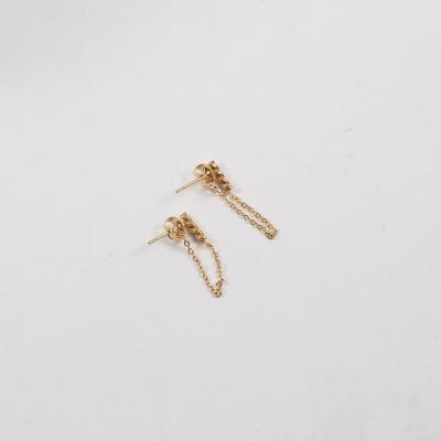 China FASHIONABLE High End Gold Plated Titanium Steel Rope Stud Tassel Earrings Jewelry Wholesale For Women Girls Gift for sale