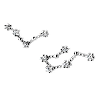 China TRENDY 925 Sterling Silver Jewelry 12 Constellation Zodiac Stud Earrings for sale