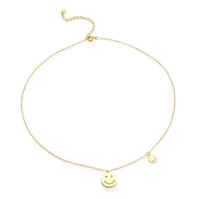 China Fashionable Wholesale 18k Gold Plated New Designer Smiley Necklace For Women Fashionable Statement Pendants Ladies for sale