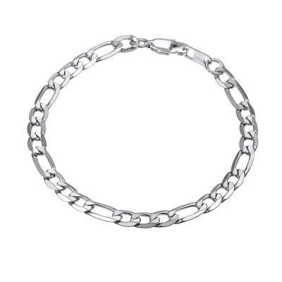 China TRENDY Silver Rose Gold Link Women Men Bracelet Stainless Steel Figaro Link Chain Bracelet for sale