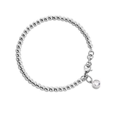 China TRENDY Stainless Steel Ball Bead Chain Bracelet For Women 18K Gold With CZ Charm Stainless Steel Bracelet for sale