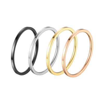 China Fashion 1mm Stainless Steel Ring Simple Simple Thin Ring Gold Black Rose Gold for sale