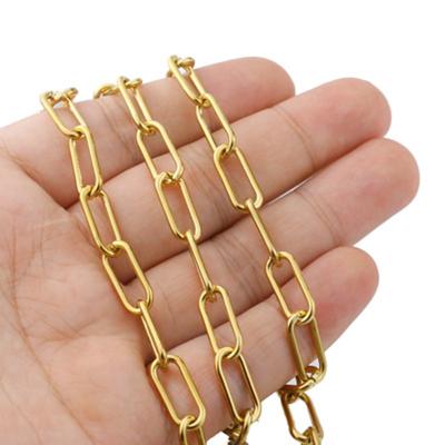 China 7mm Width Stainless Steel Gold Tone Rolo Cable Punk Hip Hop Chains For Jewelry Making BKRTS168 for sale