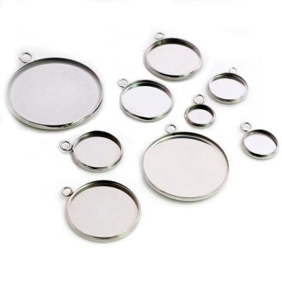 China Stainless Steel Inner Size 6-25mm Loop Style Cabochon Base Cameo Setting Charms Pendant Tray for sale