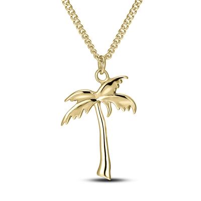 China CLASSIC Hawaiian Tropical Tree Girls Gold Small Coconut Palm Girls Style Stainless Steel Pendant Necklace for sale