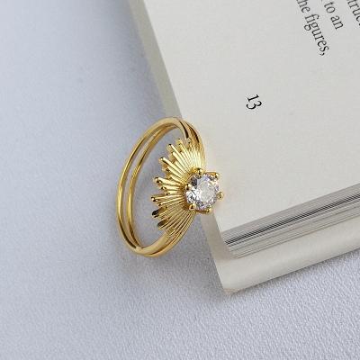 China Fashionable Luxury Jewelry 925 Sterling Silver Sunshine Double Layers Ring Women's Jewelry Wholesale for sale