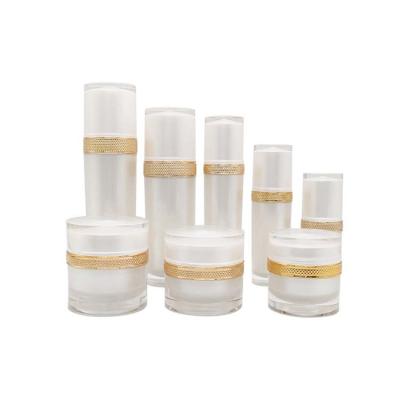 China Acrylic Plastic Wide Brim Round Bottle Straight Face Cream Container And Lotion Pump Cosmetic Bottle for sale