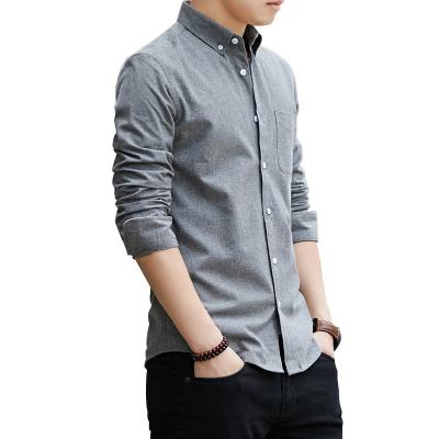 China Factory Wholesale Cheap Anti-pilling Oxford Polyester Cotton Blended Long Sleeve Slim Men's Shirt for sale