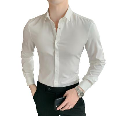 China Factory wholesale polyester spandex long sleeve anti-pilling sexy dress shirt for men for sale