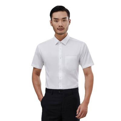 China Factory Wholesale Anti-pilling Mens Business Dress Shirt White Short Sleeve Formal Casual for sale