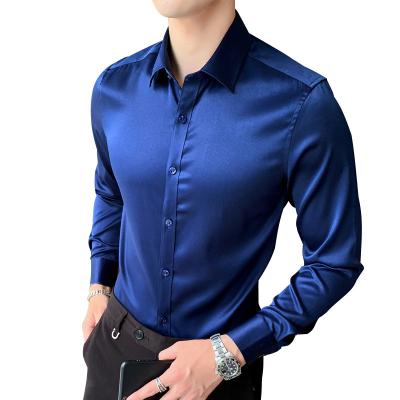 China Wholesale hot luxury icy cotton anti wrinkle factory sale anti pilling royal blue dress shirt for men for sale