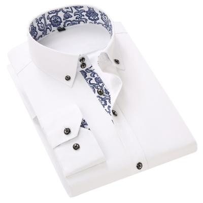 China Anti-pilling factory wholesale direct blue and white porcelain long sleeve dress shirt for men for sale