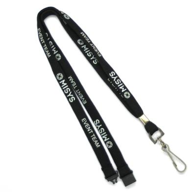 China Ribbon Trade Show Staff Reflective Lanyards , Durable Plain Black Lanyards for sale