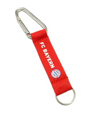 Chine La chaîne principale durable rouge de Carabiner avec sérigraphient la lanière de polyester de logo d'impression à vendre