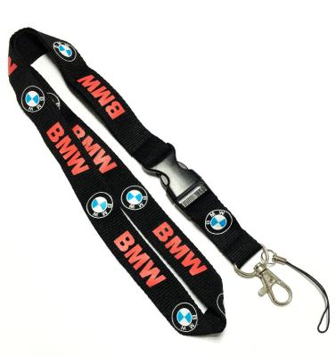 China Flat Custom Polyester Lanyards BMW Brand Plastic Safety Buckle Metal Hook for sale