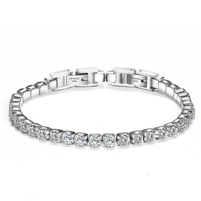 China 316l Stainless Steel 3mm Zircon Trendy Adjustable Tennis Bracelet For Women Jewelry for sale