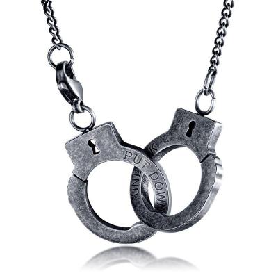 China 2021 New Mens Jewelry Stainless Steel CLASSIC Antiquel Handcuffs Necklace Pendant For Men for sale