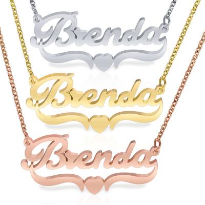 China Hiphop Wholesale 316l Stainless Steel Figaro Flat Chain Gold Name Plate Custom Personalized Necklace for sale