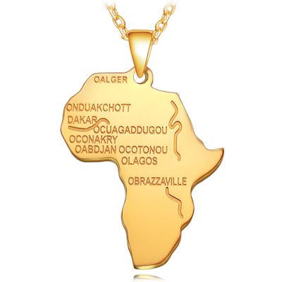 China Wholesale Cute Africa Map Charm 2020 Stainless Steel 18k Gold Gold Pendant Necklace for sale