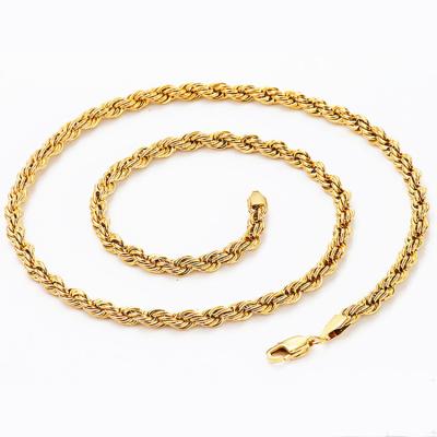 China 2019 New Custom Handmade Logo 4mm Stainless Steel Buckle Fancy 14k Gold Rope Flat Chains for sale