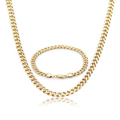 China Hot Selling Hiphop Gold Jewelry Stainless Steel Flat 18k Gold Filled Cuban Curb Link Gold Chains for sale