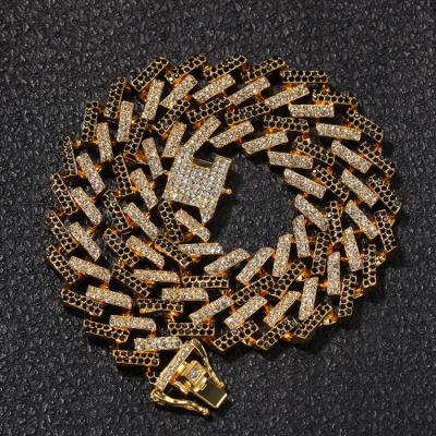 China Wholesale Herringbone ALLOY Gold Chain Necklace Rhinestone Iced Out Mens 14k Gold Chain for sale