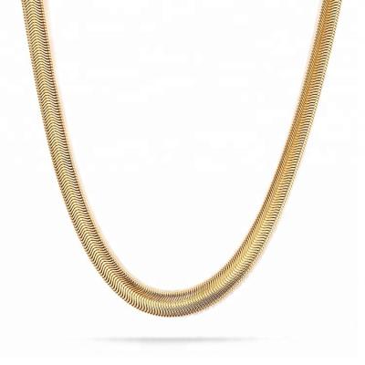 China Hot Sale Fashionable Gold Chain Designs For Girl Flat Stainless Steel Snake Chain for sale