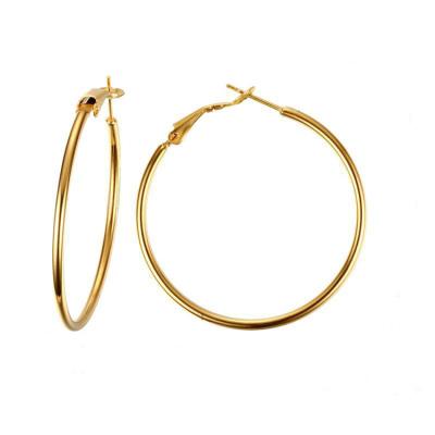 China CLASSIC Factory Wholesale Stainless Steel 40mm/50mm/60mm/70mm 14k Gold Plated Big Wire Round Statement Hoop Earrings for sale