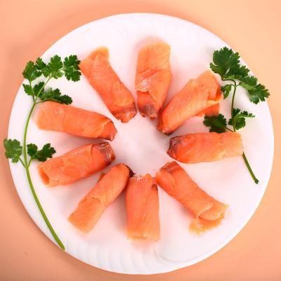 China Low-CARB Factory Price Delicious Seafood Snacks Salmon Fillet Salty Frozen Vide for sale