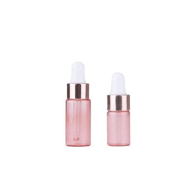 China 1ml 2ml 3ml 5ml Rose Gold Essence Oil Bottle Cosmetic Transparent Transparent Dropper Bottle for sale