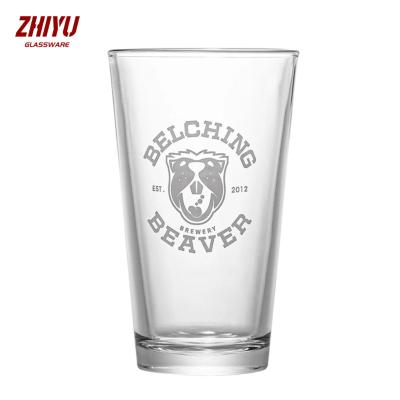 China Excellent Clarity Wholesale In Stock Customized LOGO Beer Pint Glass 16 oz. Pilsner Lager Ale Soda Water Juice Cup Bar Party Festival for sale