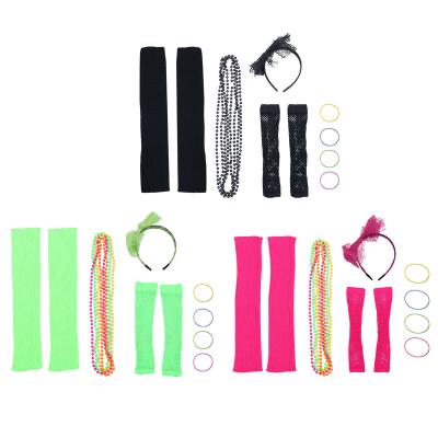 China Polyester Fiber The Latest Kneepad Key Bead Chain Earring Gloves Wristband Six Piece Sets for sale